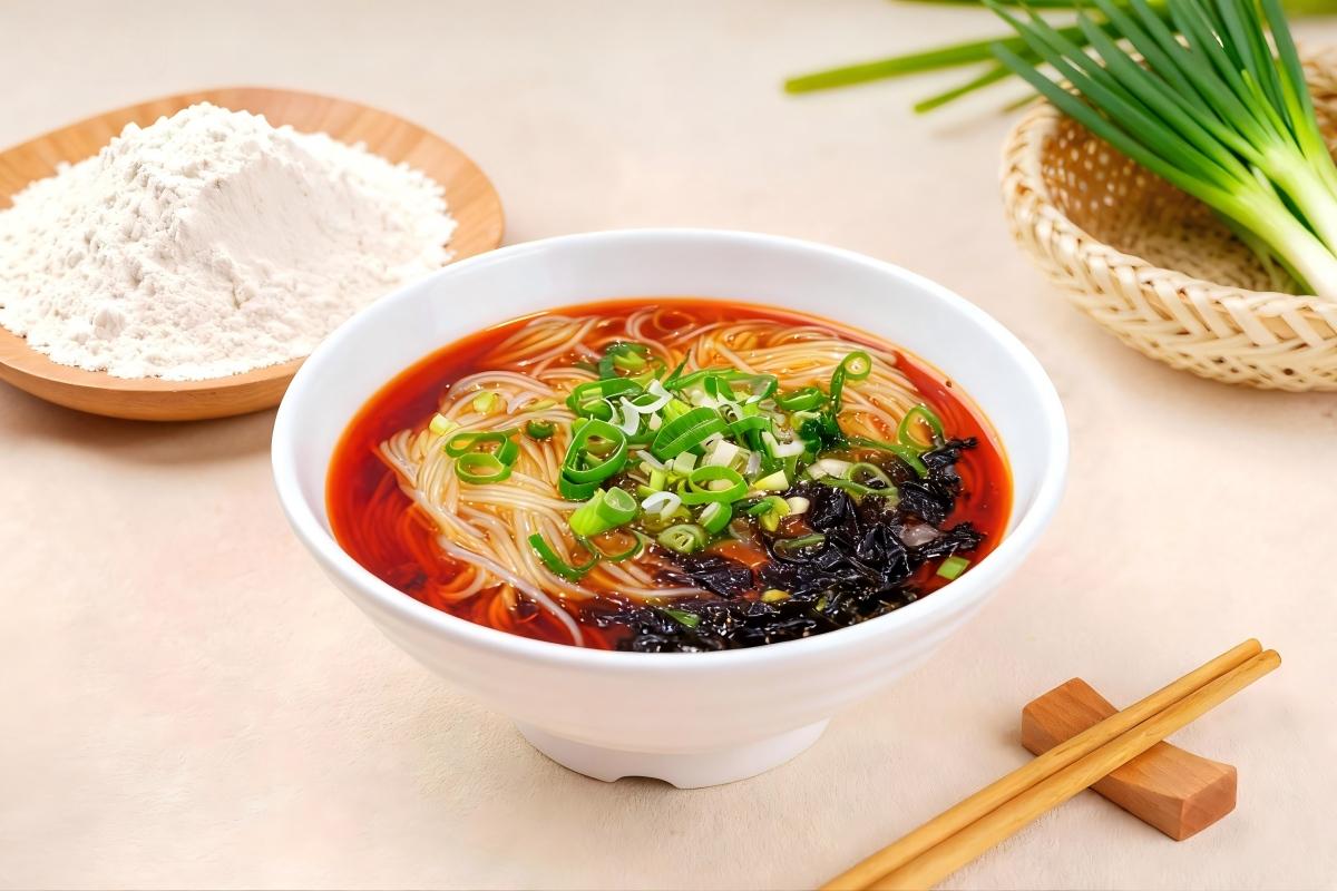 Fideos En Sopa Roja